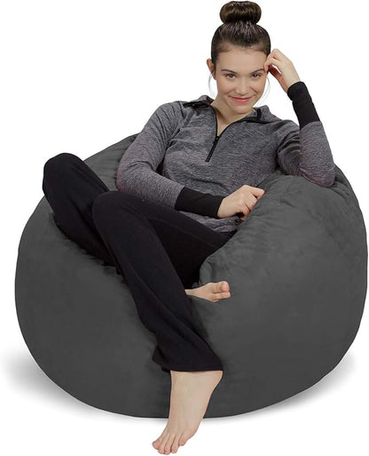 Sofa Sack Bean Bag Chair - Plush, Ultra Soft - Memory Foam Bean Bag Chair with Microsuede Cover - Stuffed Foam Filled Furniture and Accessories for Dorm Room 3 Feet - Charcoal