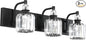 Ralbay Black Crystal Bathroom Lights Fixtures 3 Light Crystal Bathroom Vanity Lights Fixtures Over Mirror Modern Matte Black Bath Wall Lights