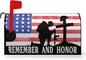 Memorial Day Mailbox Cover Patriotic American Stripes Stars Freedom Flag Magnetic Mailbox Wraps Remember and Honor Post Letter Box Cover Standard Size Outdoor Garden Yard Decoration
