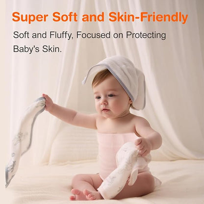 Baby Washcloths, Soft Burp Cloths, Absorbent Baby Bath Towels-4 Layer Design-Reusable Baby Wipes Newborn Bath Face Towel for Delicate Skin, Wash Cloths for Shower and Baby Essentials - 3 Pack