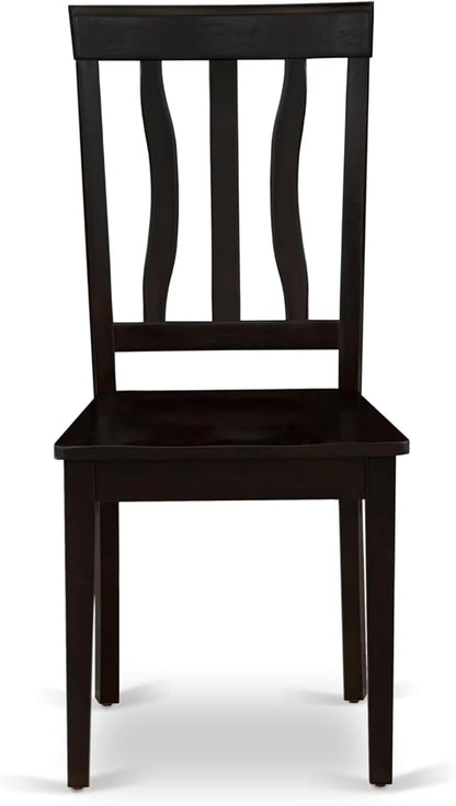 East West Furniture ANTI5-CAP-W 5 Piece Dinette Set for 4 Includes a Round Kitchen Table with Pedestal and 4 Dining Chairs, 36x36 Inch, Cappuccino