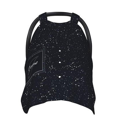 Personalized Constellation Baby Car Seat Canopy for Babies with Name, Custom Car Seat Covers for Boys Girls, Peekaboo Opening Minky Nursing Breastfeeding Cover Infant Stroller Canopies for Newborn