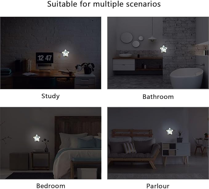 Watercolor Sea Turtles Plug in LED Night Light Lamp with Dusk to Dawn Sensor for Hallway, Kitchen, Bathroom, Bedroom - Star Shaped Decor
