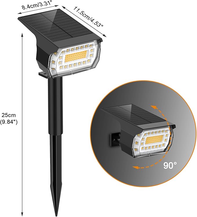 LANSOW Solar Spot Lights Outdoor, [8 Pack/76 LED] 2-in-1 Solar Landscape Spotlights, 3 Modes IP65 Waterproof Dusk to Dawn Solar Powered Flood Wall Lights for Outside Yard Garden Pathway(Warm White)