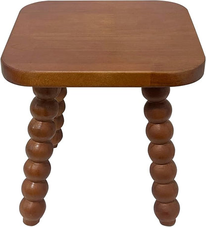Solid Wooden footstool9.3 Inch - Short Stool for Kids & Adults, Sensory Table Helper - Sturdy Foot Stool for Bathroom, Kitchen, Bedroom, Natural Plant Stand, Toddler Helper (Brown)