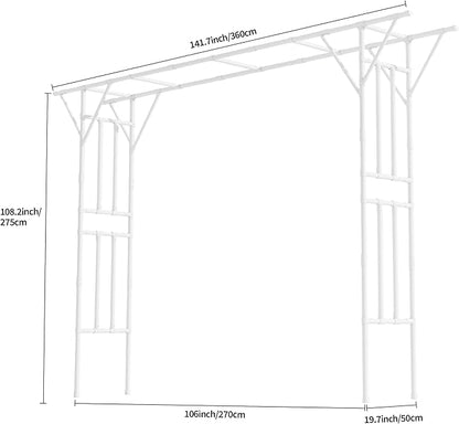 Flat Top Garden Arch, Extra Large Arbor Trellis 11FT x 9FT Metal Garden Frame Trellis for Backyard, Lawn, Archway, Wedding Decoration