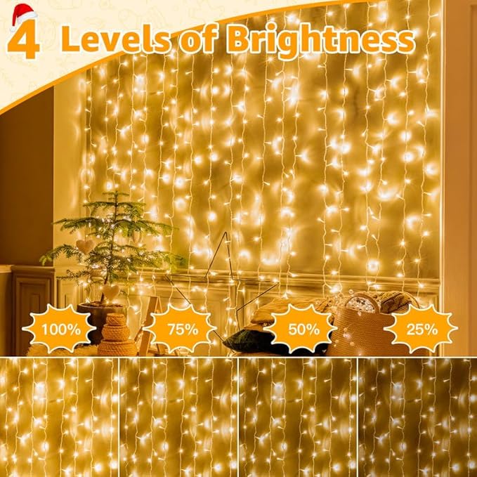 Ollny Christmas Lights Outdoor 800LED 262FT, Warm White Plug in Fairy Light with Remote, 8 Modes Waterproof Timers Dimmable LED String Lights for Indoor House Outside Bedroom Patio Balcony