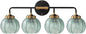 4-Lights Bathroom Light fixtures Glass Vanity Light Green Bathroom Sconce Mid Century Modern Wall Lamp,Black Gold Art Deco Vanity Light for Over Mirror Bedroom Hallway Dining Room