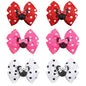3 Pairs Red White Mouse Ears Hair Bows Clips 4 Inches Hair Bow Cute Mice Ears Toddler Hair Accessories for Women Girls for Birthday Party Favor Halloween Christmas Decoration