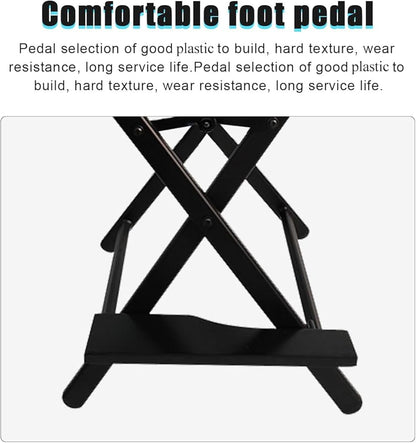 Lorvain Folable Makeup Artist Stool, Portable Tall Folding Director's Chair, Aluminum Makeup Chair with Head Rest for Studio Salon Vanity, Bar Height - Black