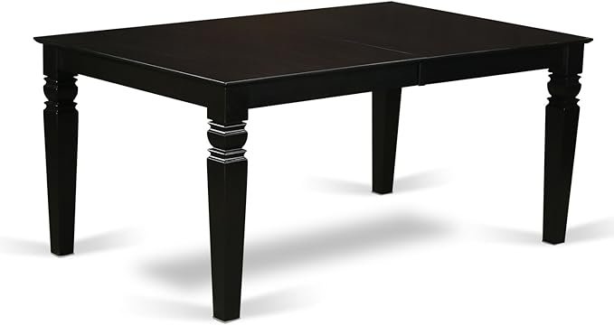 East West Furniture LGAB5-BLK-73 5 Piece Dining Set Includes a Rectangle Dining Room Table with Butterfly Leaf and 4 Eggnog Faux Leather Upholstered Parson Chairs, 42x84 Inch, Black