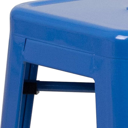 Flash Furniture Commercial Grade 30" High Backless Blue Metal Indoor-Outdoor Barstool with Square Seat