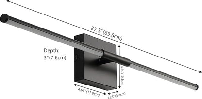 JONATHAN Y 28" Black Modern Dimmable Integrated LED Wall Sconce, Minimalist Adjustable Metal Vanity Light for Bathroom Mirror, Bedroom, Hallway, 3000K, ETL Listed (JYL7041C)