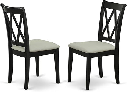 East West Furniture DUCL7-BLK-C 7 Piece Dining Room Furniture Set Consist of a Rectangle Dining Table and 6 Linen Fabric Upholstered Chairs, 36x60 Inch, Black