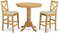 East West Furniture JAPB3-OAK-C 3 Piece Counter Height Pub Set Contains a Round Dining Room Table with Pedestal and 2 Linen Fabric Upholstered Chairs, 36x36 Inch, Oak