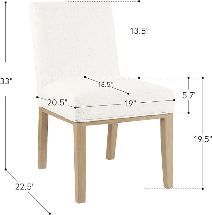 HomePop Kolbe Upholstered Dining Chair - Stain-Resistant Woven Fabric, 19.5" Seat Height, Ideal for 29-31 Inch Tables (Single Pack)