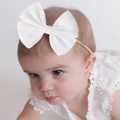 3Pcs Black Baby Girls Bows Elastic Nylon Headbands Toddler Girs Pink Hair Bows White Handmade Bows Hair Accessories Newborn Bows for InfantToddlers Kids