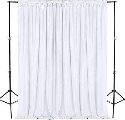 DWCN 10x7 FT White Backdrop Curtains for Parties, Photography Backdrop Drapes with Rod Pockets for Wedding Decorations Stage Birthday Family Gatherings, 2 Panels 5ft x 7ft