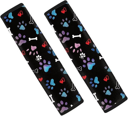 UNICEU Rainbow Dog Paw 2 Piece Car Seat Belt Cover Soft Seatbelt Shoulder Protection Pads for Women Men,Universal Fit Most Vehicle,Backpack