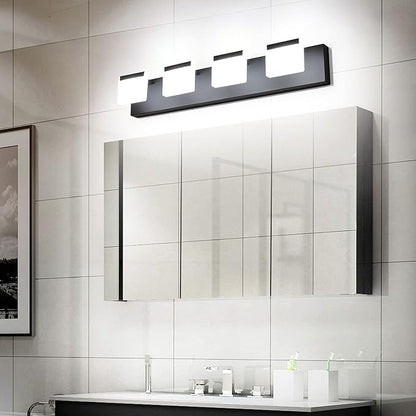 Ralbay 4 Light Black Bathroom Vanity Light Fixtures Acrylic Matte Black Vanity Light Fixtures LED Modern Bathroom Vanity Lights Over Mirror