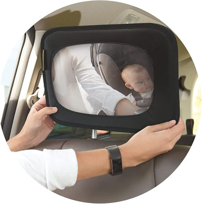 Nuby Shatterproof Rear Facing Backseat Baby Mirror, Black