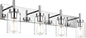 VINLUZ Modern Bathroom Lighting with Clear Glass Shade 4-Light Vanity Light Fixtures Chrome Finished Industrial Wall Light Sconces for Bedroom Hallway (Patent No.: US D958,438 S)
