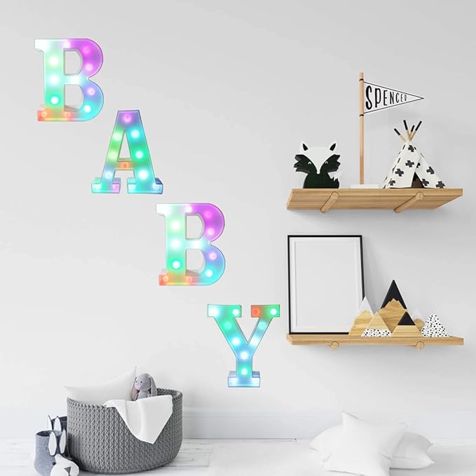 Pooqla Colorful LED Marquee Letter Lights with Remote – Light Up Marquee Signs – Party Bar Letters with Lights Decorations for The Home - Multicolor Q