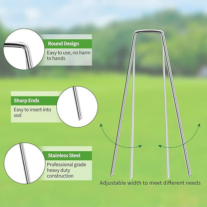 50 Pack Garden Stakes Plant Cover Stakes U-Shaped Tent Stakes Ground Stakes,Galvanized Landscape Staples for Landscaping Securing Weed Barrier Fabric Irrigation Tubing Tarpaulin Holding Fence