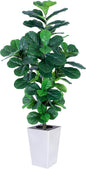 Fiddle Leaf Fig Tree, 5ft Tall Fake Silk Tree in White Planter, Faux Floor Plants with 108 Fiddle Leaves, Artificial Plants for Home Office Decor Indoor