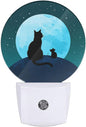 EKOBLA Black Cat Plug-in Night Light, Cat & Mouse on Moon Galaxy LED Nightlight with Dusk to Dawn Sensor for Kids Bedroom & Bathroom
