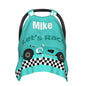 Custom Baby Car Seat Canopy for Babies with Name, Personalized Race Car Baby Car Seats Covers for Boys, Opening Minky Nursing Breastfeeding Stroller Cover Infant Carseat Canopies for Newborn