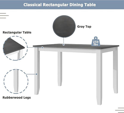 Ball & Cast Dining Table Set for 4 with 4 X-Back Chairs,5-Piece Wooden Living Room Furniture W/ 44.5" Rectangle Kitchen Desk,for Small Space,Apartment,Dining Room,Grey