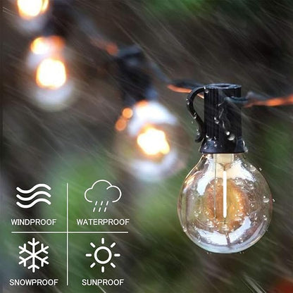 SUNTHIN Outdoor String Lights, 48FT Patio Lights with 25 G40 Shatterproof LED Bulbs(1 Spare), Waterproof Hanging Lights String for Outside Backyard, Porch, Deck, Party, Garden