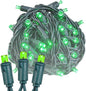 Novelty Lights 25ft 50 LED Green Christmas Lights Outdoor/Indoor, 6" Spacing, Green Wire String Lights for Festive Xmas Lighting, IP55, UL Listed, Dimmable, Connectable