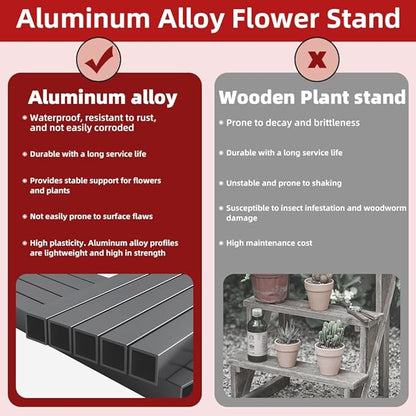 Versatile 3-Tier Metal Plant Stand, Ladder Designed, Heavy-Duty Utility Storage Rack for Indoor & Outdoor Use, Decorative Plant Display for Home, Garden, Patio, and Balcony.