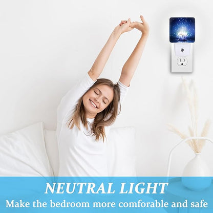 Lotus Flower on Water?Night Light, Plug-into Wall Magic Sparkling Glitter Star Nightlight Lamp with Dusk to Dawn Sensor, Led Lamp 0.5W Energy Efficient for Boys Girls Adults Home Decor