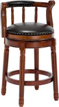 Cow top Leather Wooden Bar Stools, 360 Degree Swivel Bar Height Chair with Backs for Home Kitchen Counter, Morden Chair Barstools (Black, Counter Height-Seat Height 26”)