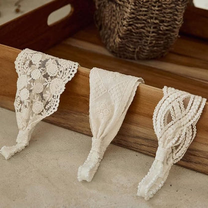 Baby Girls Lacy Bow Headband Soft Breathable Lace Hairband for Toddlers Infant Baptism Christening Beanie Cap Wide Turban Wedding Party Shower Gifts (Style 3)