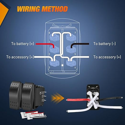Nilight 2 Pack Momentary Rocker Switches 6 Pin Waterproof (ON)-Off-(ON) DPDT Toggle Switch 20A/12V 10A/24V with Jumper Wires Set for Cars Trucks Boats ATVs UTVs RVs