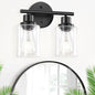 2-Light Black Bathroom Light Fixtures, E26 Modern Vanity Lights for Bathroom with Clear Glass Shade, Wall Lamps for Mirror Kitchen Hallway Cabinet Living Room Sconces Lights