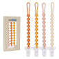 4 Pcs Brown Baby Silicone Teething Pacifier Clip,One-piece Design,Round Shape,Textured Surface,BPA Free.