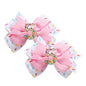 2 Pack 5th Birthday Hair Bow for Girls, Pink Hair Clip Hair Accessories for Girls 1 2 3 4 5 6 Years Birthday Confetti Ice Cream Party Supplies Decorations
