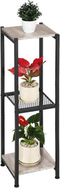 Extra Tall Plant Stand Indoor,40 Inch Plant Stands,3 Tier Metal Plant Stand with Heavy Duty Wood and Metal Mesh Shelf,Greige and Black