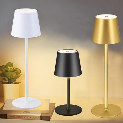 2 Packs Cordless Table Lamp, Portable LED Wireless Desk Lamp with 3 Modes Light Dimming, Adjustable Height Table Lamp, Rechargeable Waterproof Touch Lamp for Christmas Birthday Gift (2 packs-Black)