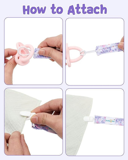 babygoal Flower Pacifier Clips, 8 Pack Binky Paci Holder Clips Fits for Most Baby Pacifiers and Binkies