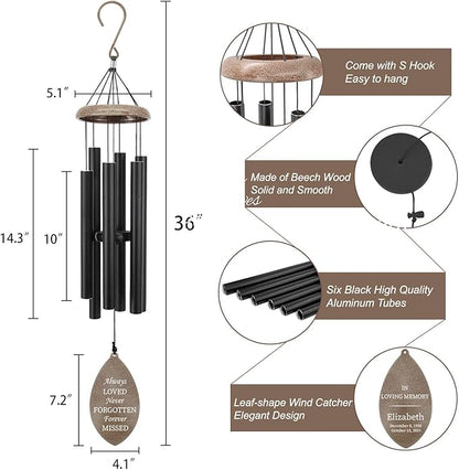 ASTARIN Deep Tone Memorial Wind Chimes Personalized, Sorry for You Loss Bereavement Gifts, Outside Condolence Wind Chime for Loss of Mother Father