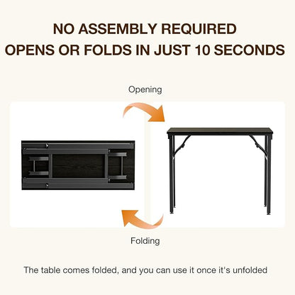 TEMI Small Computer Desk Folding Table - 35.8" Foldable Office Desk, No Assembly, Perfect for Small Spaces in Bedroom, or Apartment, Portable Mini Desk or Study Table Compact Design, Dark Oak