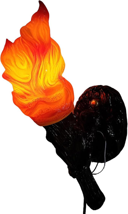 Realistic Torch Light Sconce Indoor,Rustic Retro Torch Wall Sconce Suitable for Medieval Themed Room Dungeon Basement Bar Restaurant Halloween Christmas,Resin Lampshade,Not Waterproof