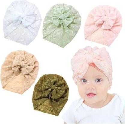 Newborn Babies Headwrap Hat Infant Toddler Cotton Soft Cute Nursery Beanie Headbands Top Bowknot Cap