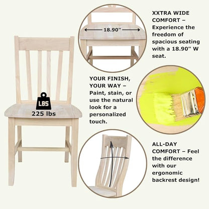 Set of Two Cafe Dining Chairs, Unfinished